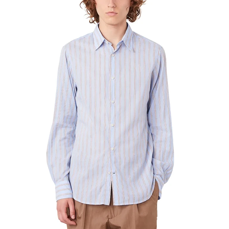 Officine Generale Giacomo Light Stripe Cotton Poplin Shirt