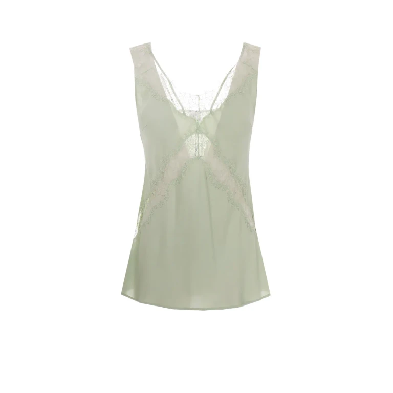 Top pinko With V-neck And Lace Details In Pink Viscose For Women