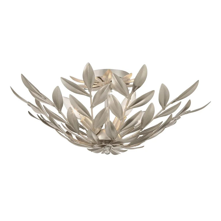 Antique Silver Semi Flush Mount from the Broche Collection