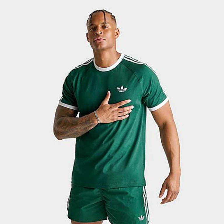 adidas Men's Originals Cali T-Shirt in Collegiate Green/White Size: Small