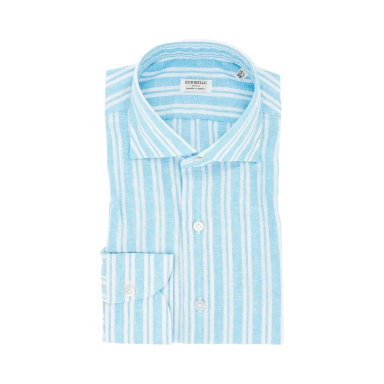 BORRIELLO NAPOLI Striped cotton and linen shirt Man 39