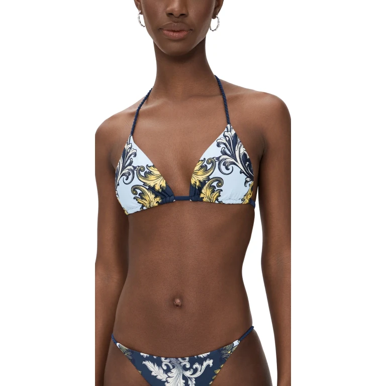 PQ Swim Rope Triangle Bikini Top ANTIQUE SCROLL S