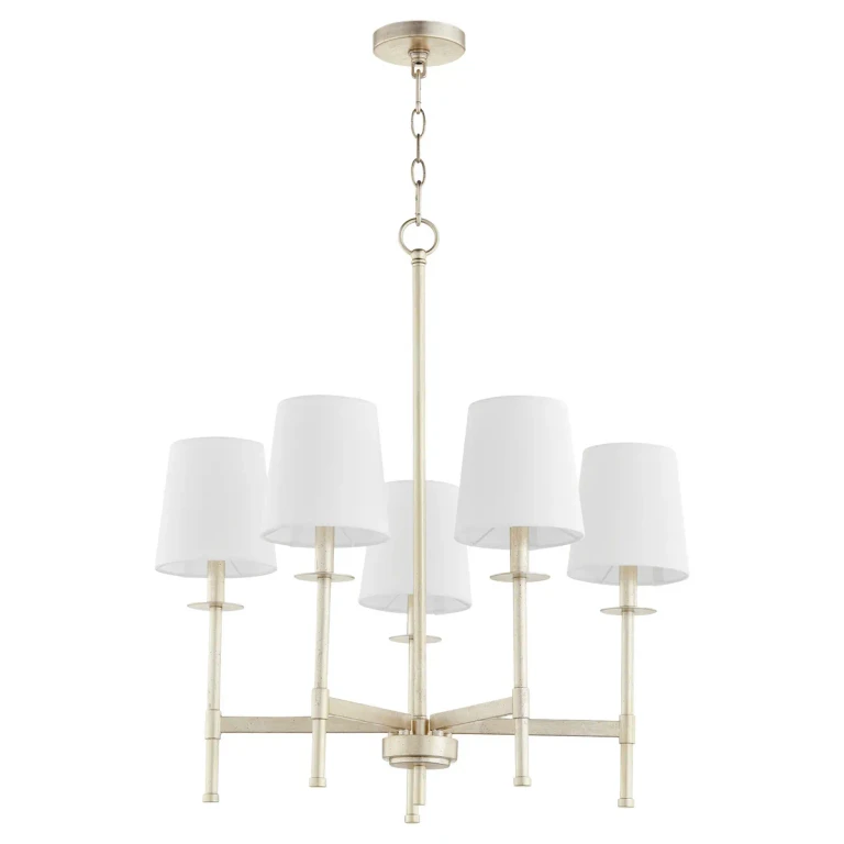 Aged Silver Leaf Five Light Chandelier from the Belshaw Collection