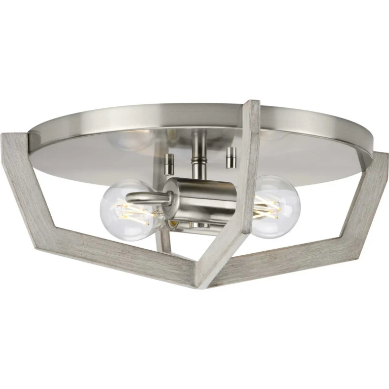 Brushed Nickel Two Light Flush Mount from the Galloway Collection