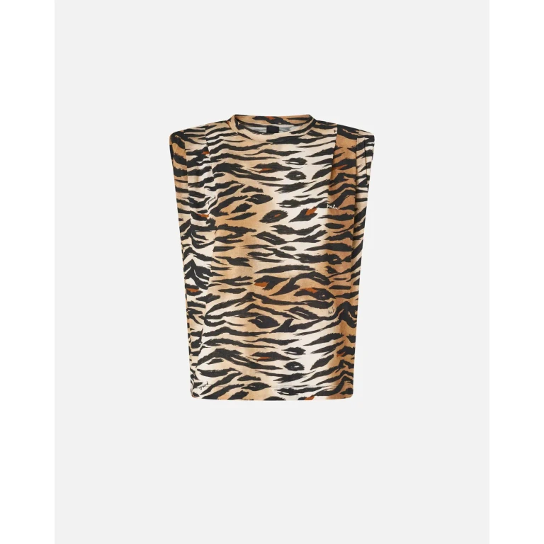 Pinko T-shirt sans manches à imprimé tigré