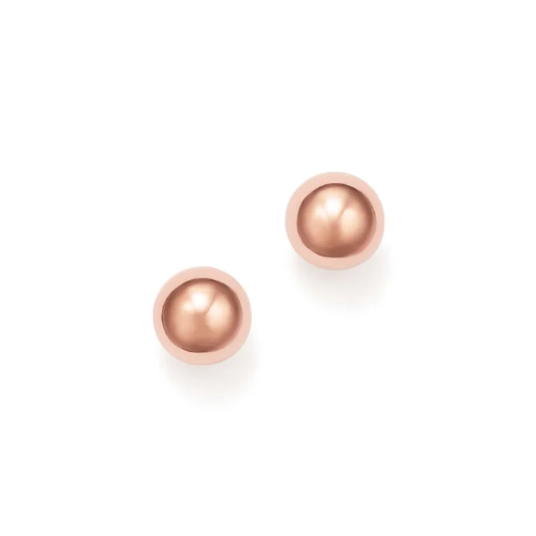 14K Rose Gold Ball Stud Earrings, 8mm