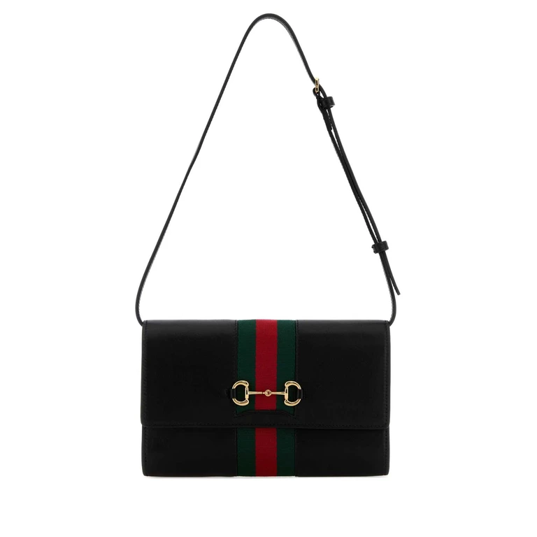 Black Leather Gucci Horsebit Web Wallet Blackvrvblack Borse A Mano - Women