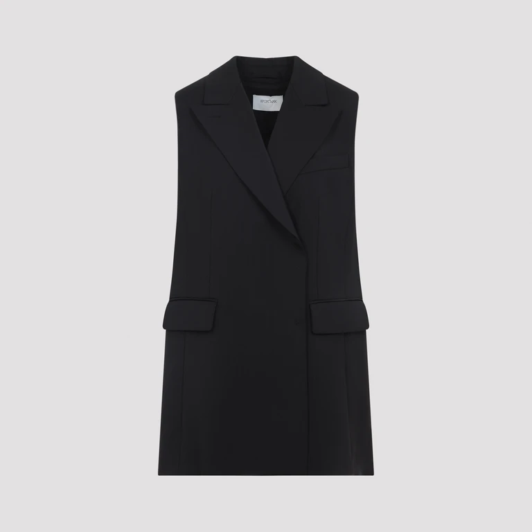 Sportmax Albero Gilet Black Virgin Wool Polyester Jacket - Women