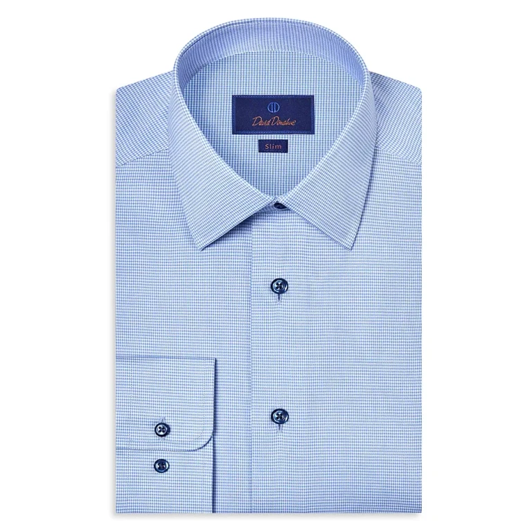 David Donahue Slim Fit Printed Stretch Twill Dress Shirt