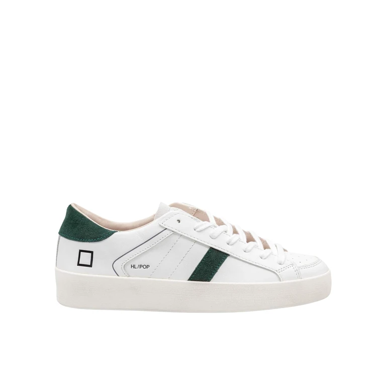 D. A.T. E. Hill Low Leather Sneakers In White And Green