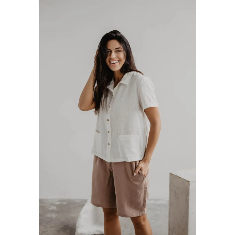 Linen summer shirt SCARLETT in White