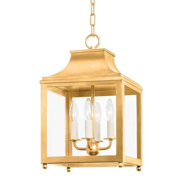 Vintage Gold Leaf Four Light Pendant from the Leigh Collection