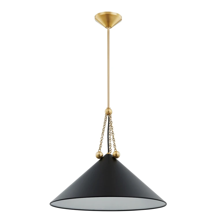 Aged Brass Soft Black One Light Pendant from the Kalea Collection