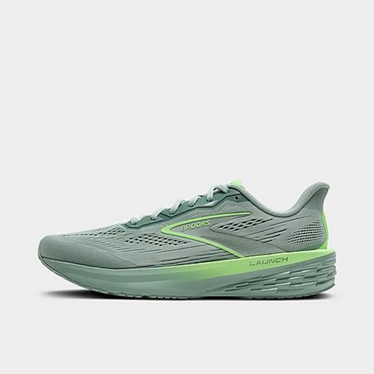 Brooks Men's Launch 12 Running Shoes in Grey Mist/Green Size: 7.5
