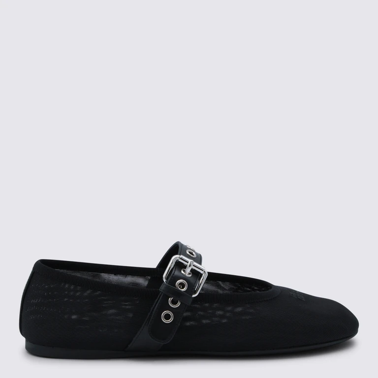 Miu Miu Miu Flat Shoes Black Sole El Cover Co Le Pu Pl Vi - 女士