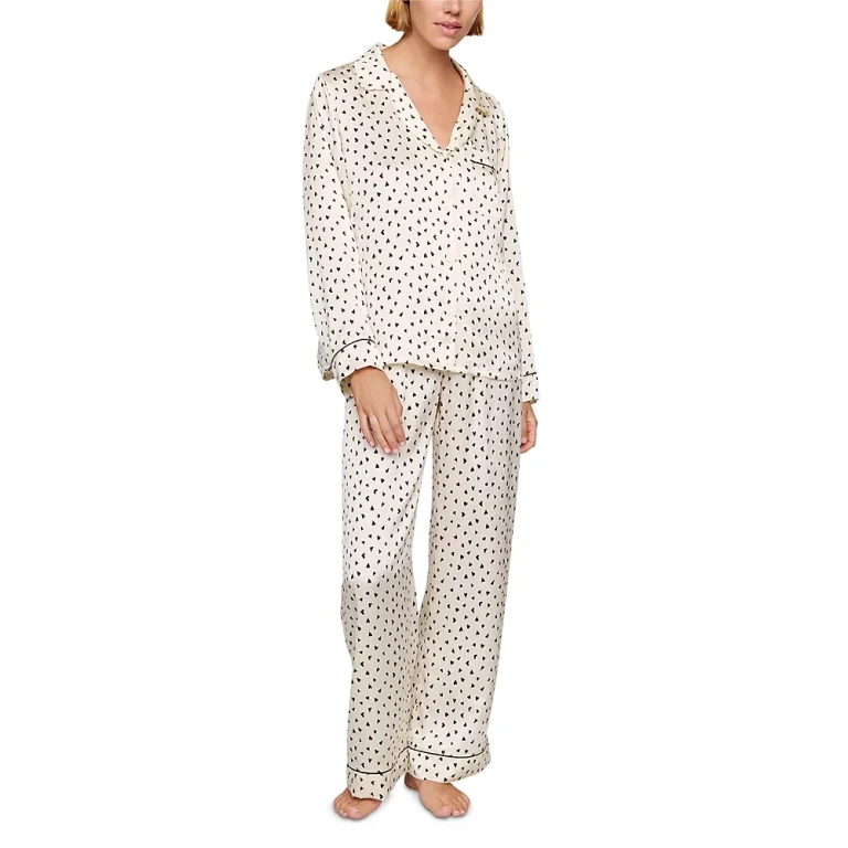 Eberjey Inez Printed Washable Silk Long Pajama Set