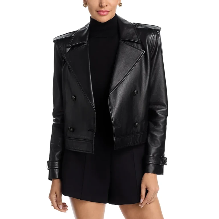 L'Agence Xoey Cropped Leather Trench
