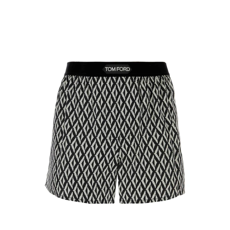 Tom Ford Printed Stretch Satin Boxer Blackivory Se Ea Intimo - Men