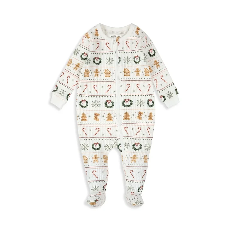 Firsts by petit lem Girls' Fair Isle Footed Print Sleeper - Baby