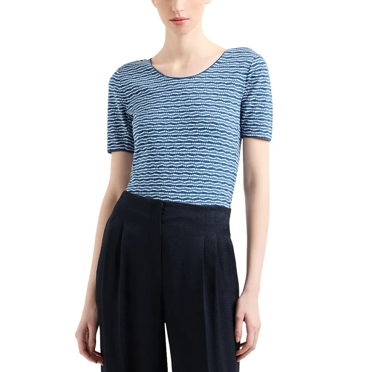 Emporio Armani Geo Textured Jacquard Jersey Top