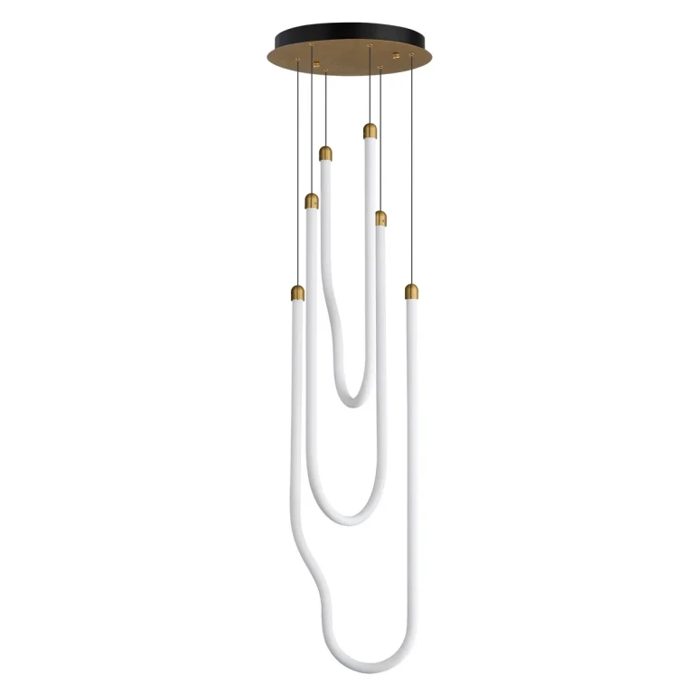 Natural Aged Brass LED Pendant from the Soleil Collection
