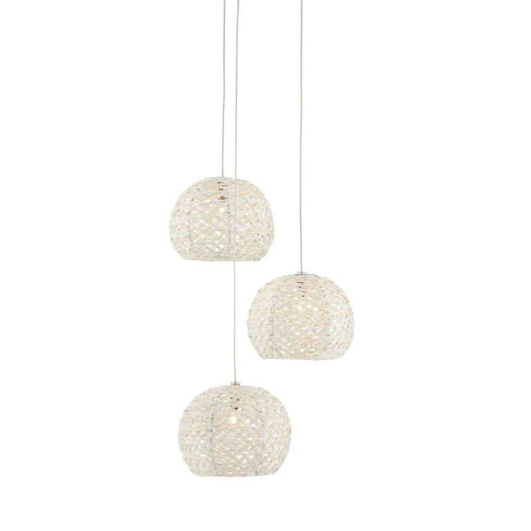 Piero 3-Light Pendant in White with Painted Silver