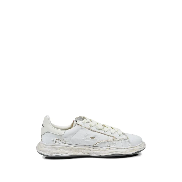 MAISON MIHARA YASUHIRO Charles Distressed Cotton Canvas Sneakers (A16FW716WHITE)