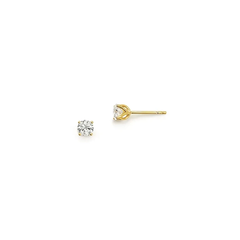 Diamond Round Tulip Stud Earrings in 14K Yellow Gold, 0.33 tcw
