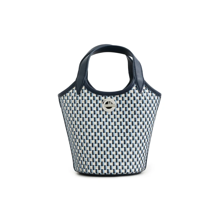 Veronica Beard Woven Anchor Bucket Bag Navy Multi One Size