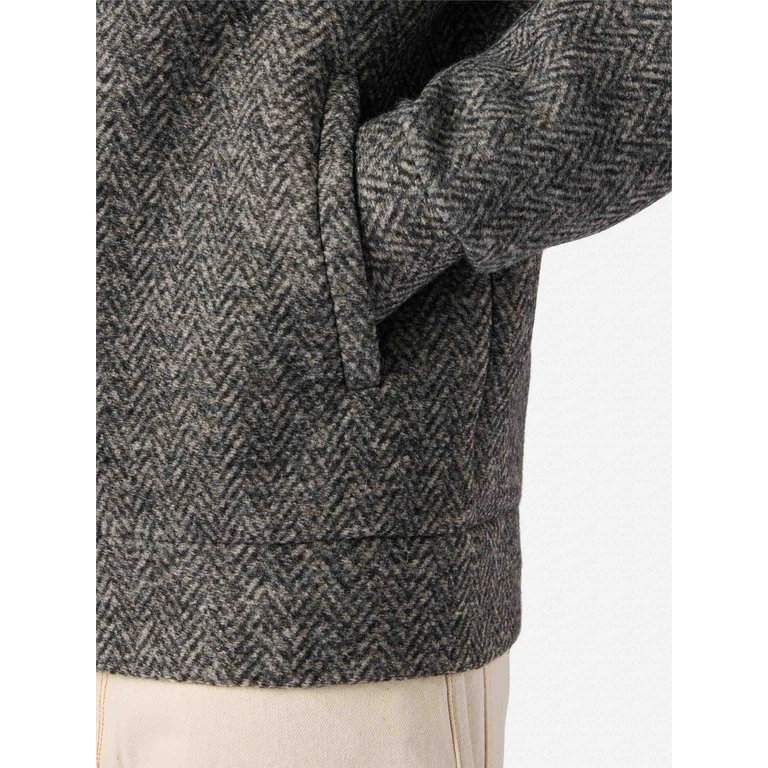 Mc2 Saint Barth Carrell Wool Herringbone Jacket With Zip And Hood Grey Sweatshirt - Men