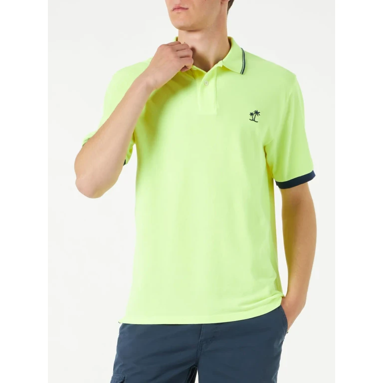 MC2 Saint Barth Fluo Yellow Piquet Polo With St. Barth Logo