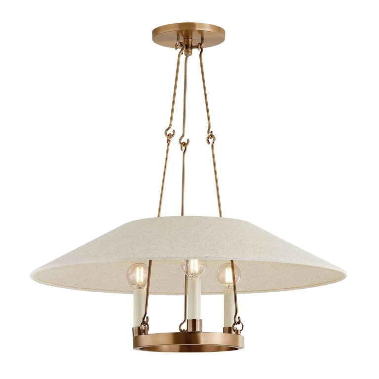Patina Brass Three Light Chandelier from the Archive Collection