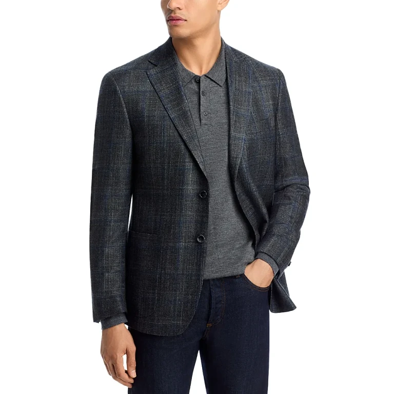 Loro Piana Wool, Silk & Cashmere Fabric Plaid Unstructured Regular Fit Sport Coat - Exclusive
