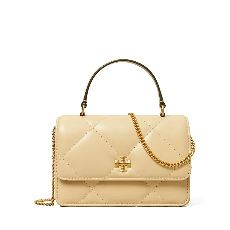 Tory Burch Kira Diamond Quilt Mini Top Handle Chain Crossbody Bag Black One Size