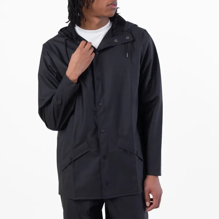 Rains Black Waterproof Hooded Rain Jacket
