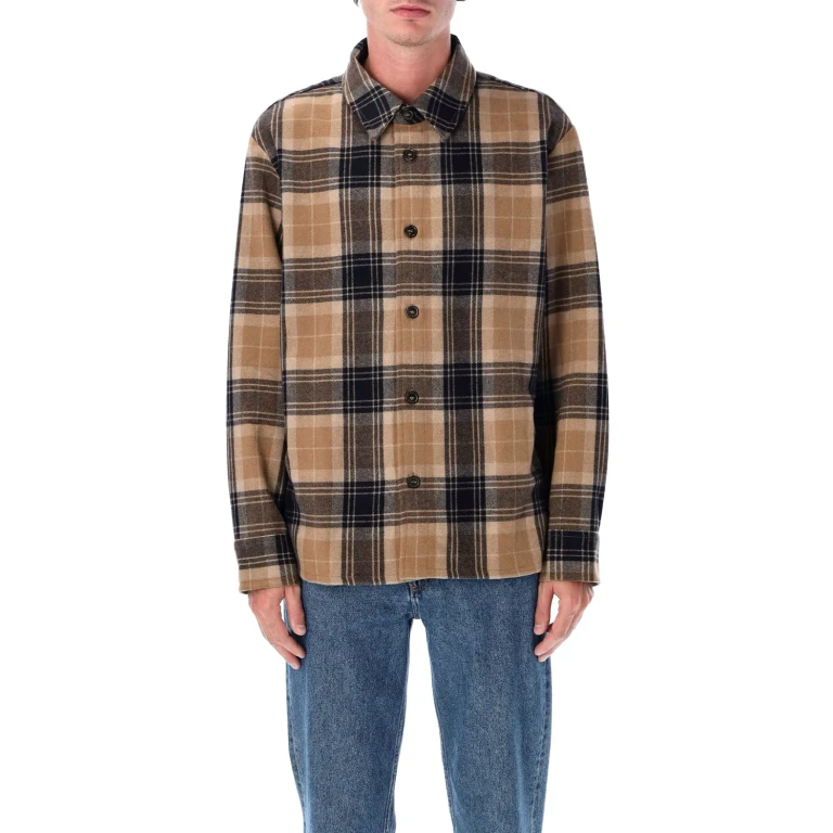 A. p.c. Bobby Tartan Wool Overshirt
