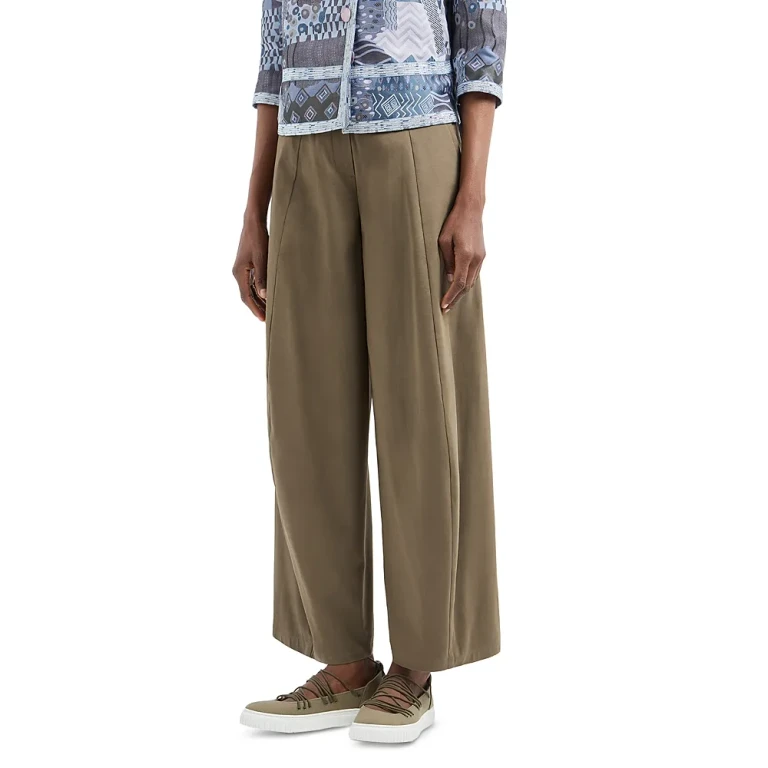 Emporio Armani Stretch Brushed Cotton Barrel Leg Trousers