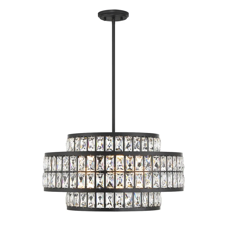 Matte Black Four Light Pendant from the Renzo Collection