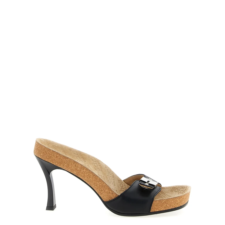 Balenciaga Black Calfskin Stiletto Heel Sandals - Women