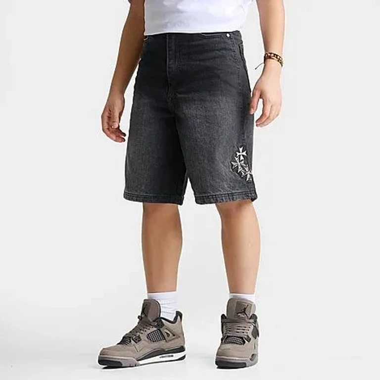 Supply & Demand Big Kids Slate Denim Shorts in Washed Black Denim Size: Small