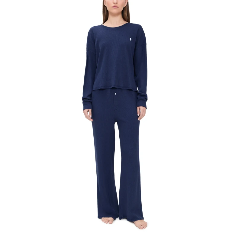 Polo Ralph Lauren Crew Neck Wide Leg Pants Set Black L