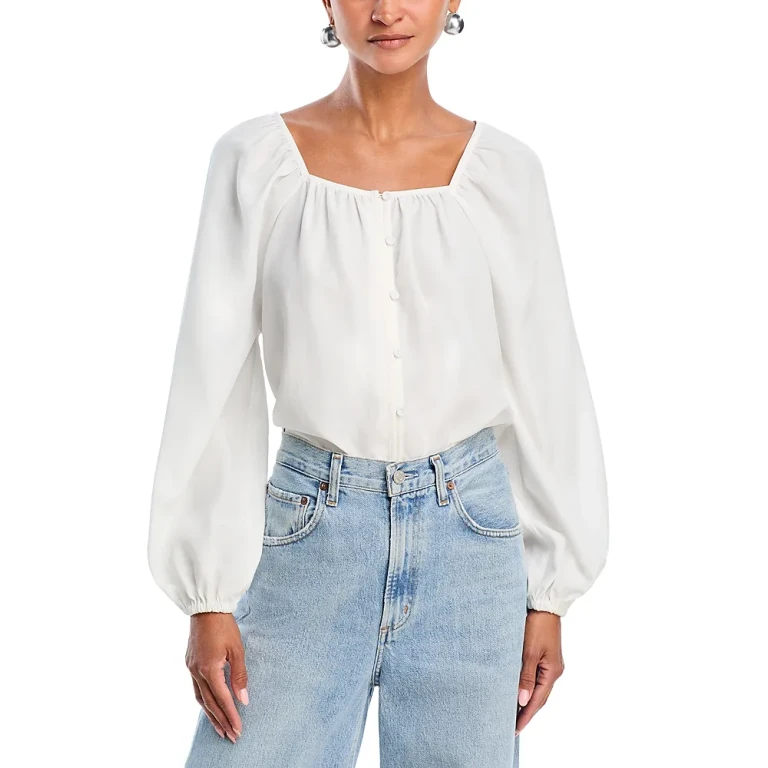 French Connection Balloon Sleeve Top