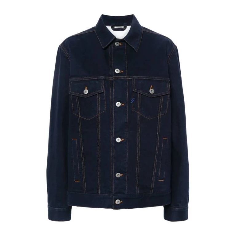 Burberry Womens Indigo Blue Logo-Patch Denim Jacket
