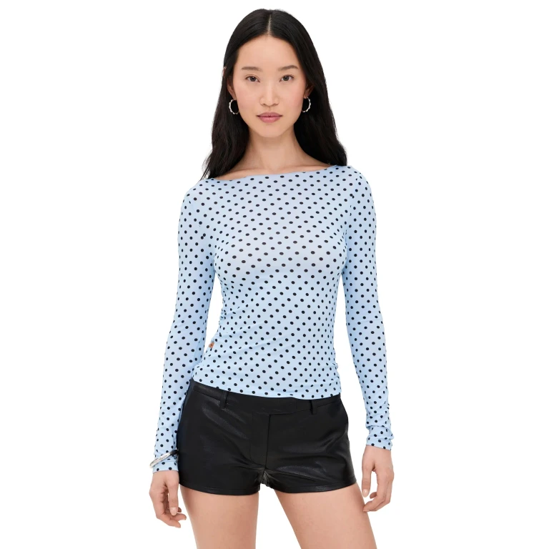 Miaou Amelia Top Blue Polka Dots XS