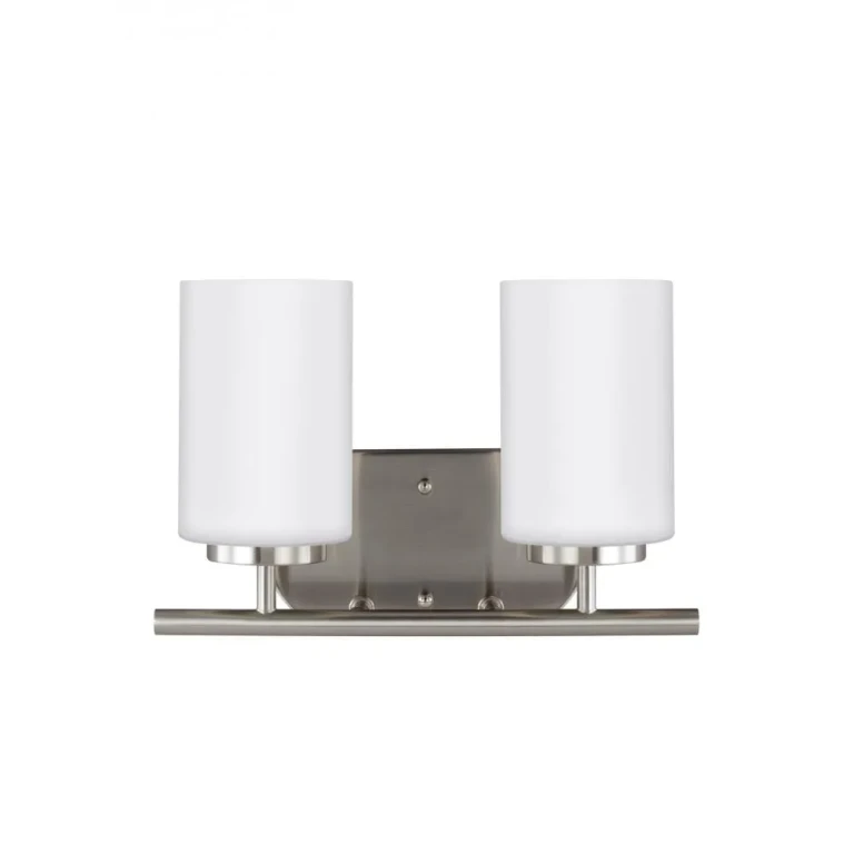 Brushed Nickel Two Light Wall Bath from the Oslo Collection