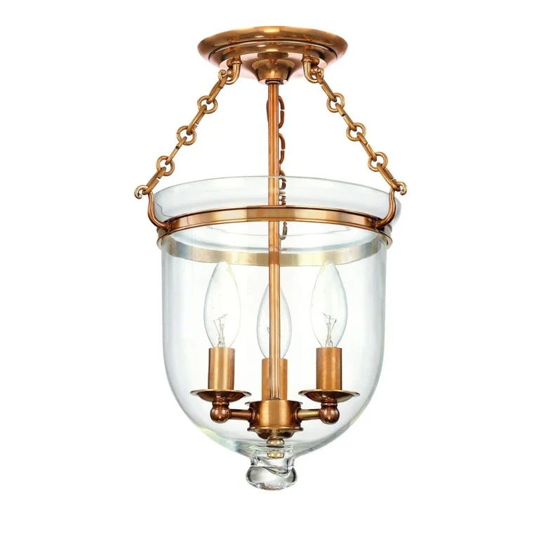 Hampton 3-Light Ceiling Light in Aged Brass
