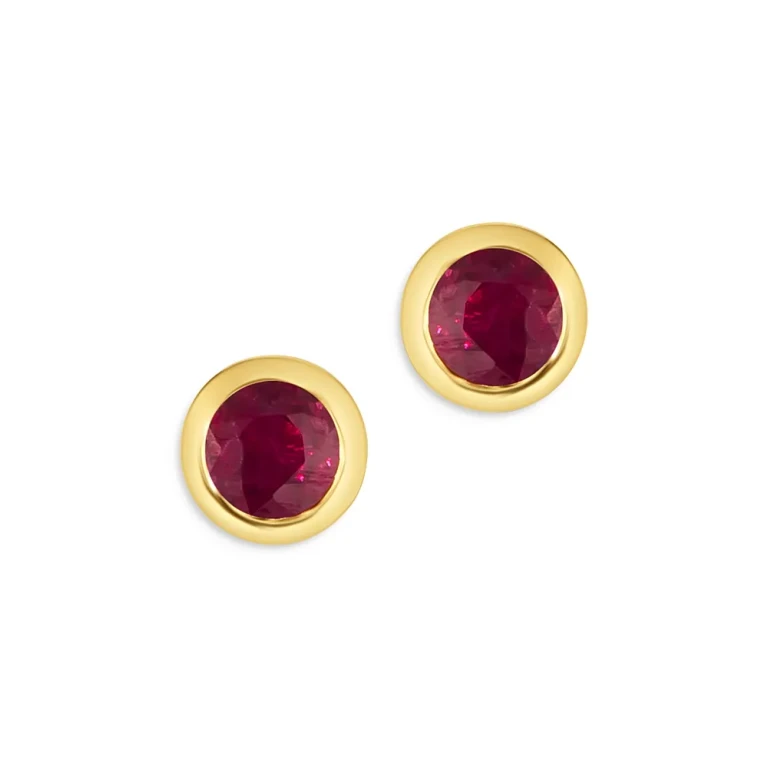 Ruby Bezel Set Stud Earrings in 14K Yellow Gold - 100% Excluisve
