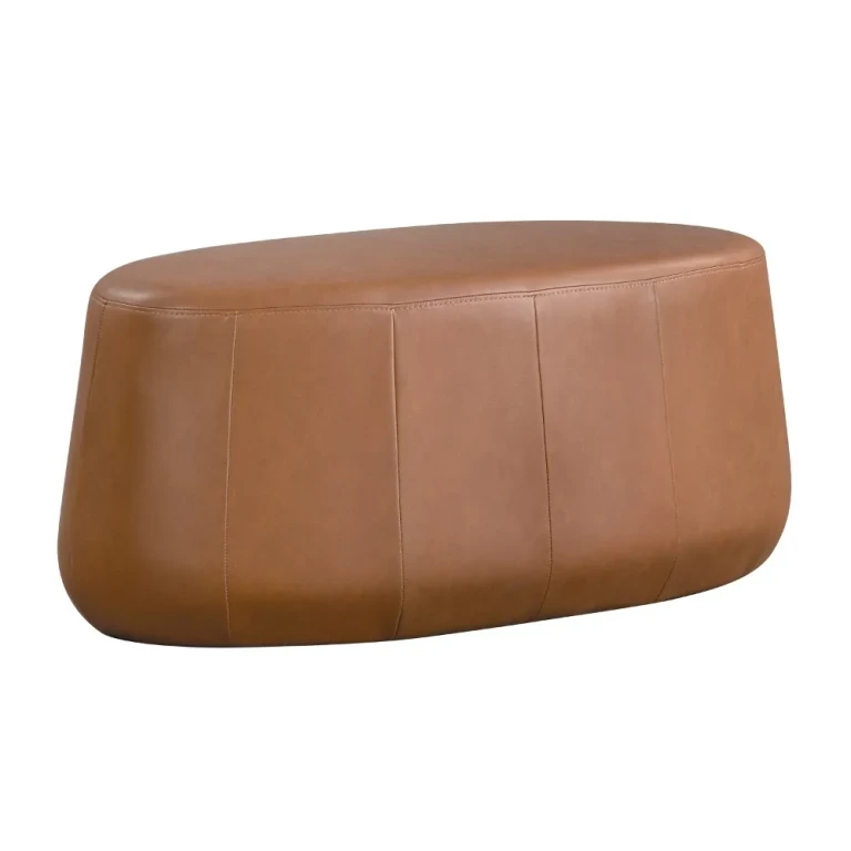 Jackie Carmel Brown Faux Leather Large Oval Ottoman