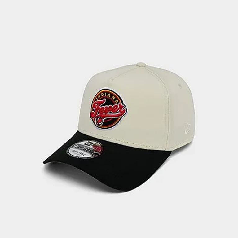 New Era Indiana Fever WNBA 9FORTY A-Frame Snapback Hat in Chrome/Black