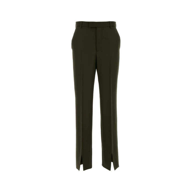 Gucci Olive Green Wool Blend Pant Exterior: Mohair Pantaloni - Women